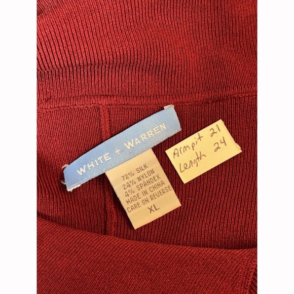 White + Warren Women’s Red Silk Blazer Cardigan Size XL Minimalist Quiet Luxury - Picture 2 of 9